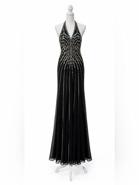 PROM / Formal Black Sequin Halter Dress - XS